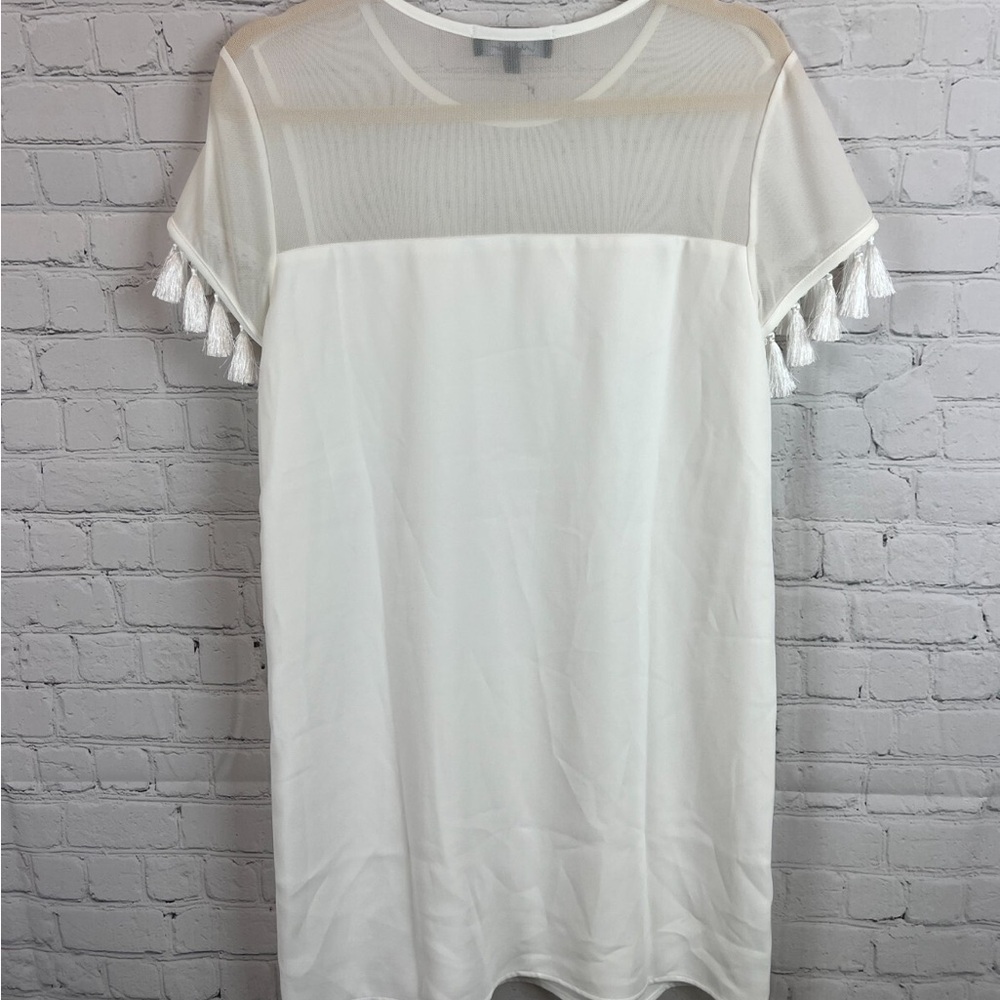 Lulu's White Sheer Sleeve Dress Size M